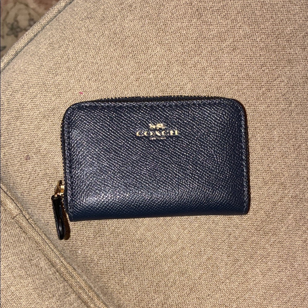 Coach navy Satchel with Gold Accents w/ matching wallet - Picture 3 of 7